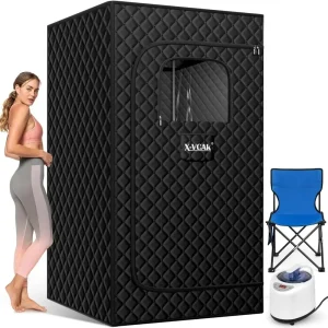 2.6’ x 2.6’ x 5.9’ Portable Steam Sauna for Home, Sauna Tent with 2.6L Steamer, 9 Levels
